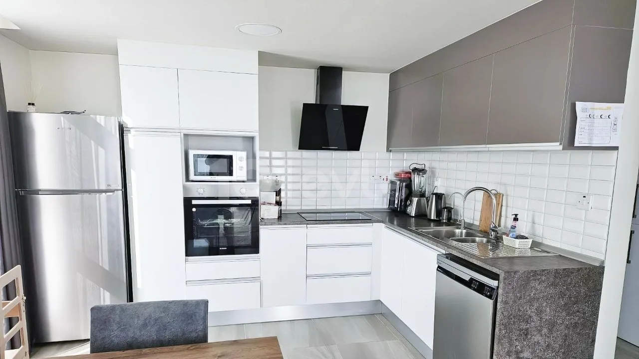 Fitted white and grey kitchen with integrated appliances