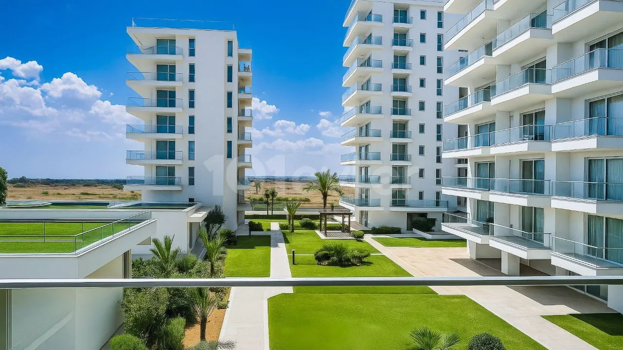 Landscaped courtyard and Abelia Residence apartment buildings